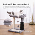 19" Tall Short Cat Tree Cat Perch Scratcher With Plastic Brush
